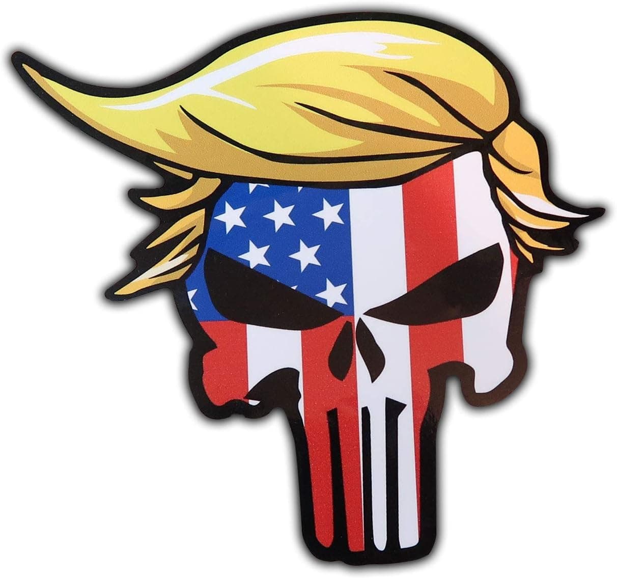 Bamfdecals Hair Piece Punisher American Flag Look Skull Sticker