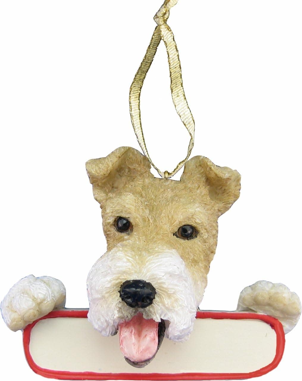 E&S Pets Wire Fox Terrier Ornament Santa's Pals with Personalized Name Plate A Great Gift for Wire Fox Terrier Lovers