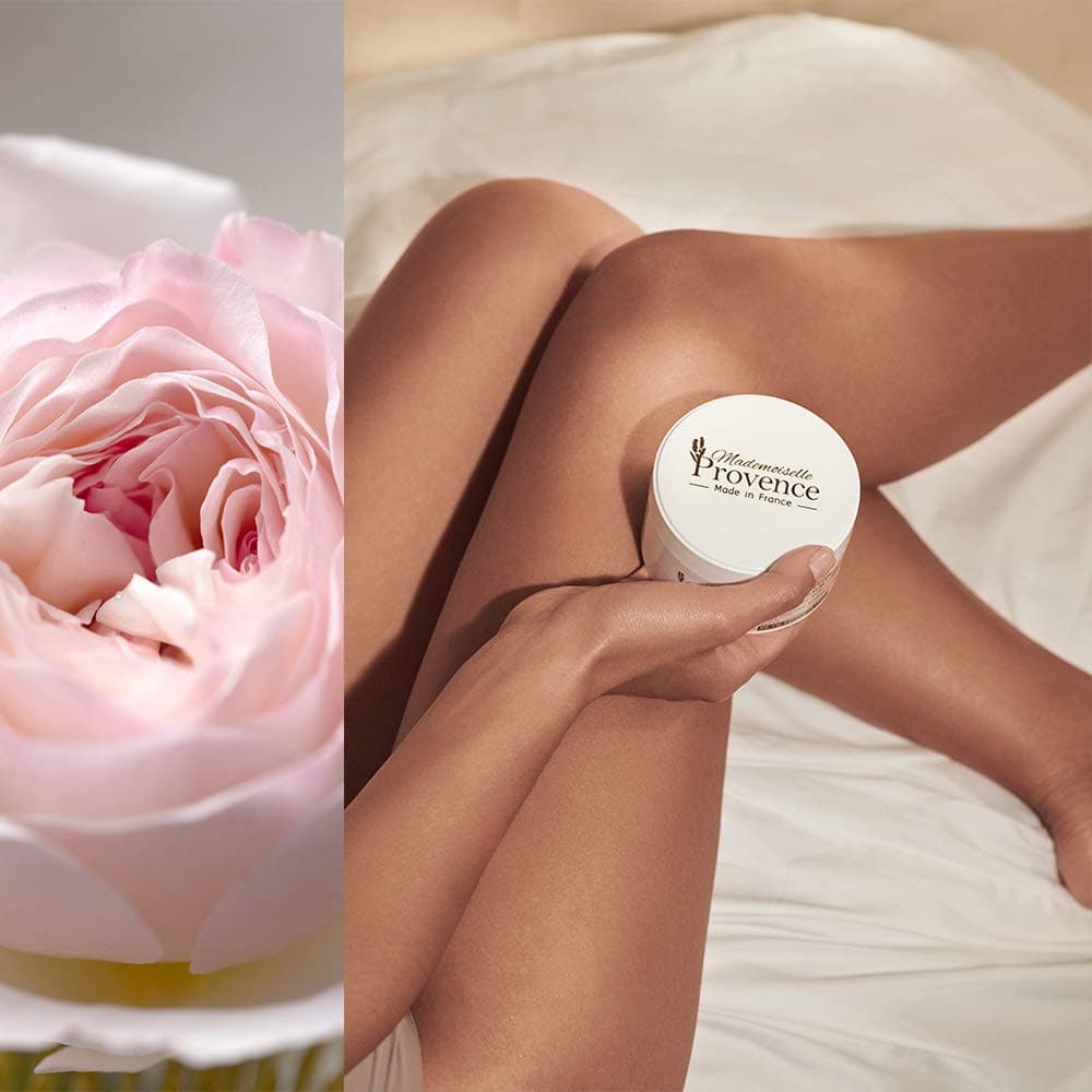 Mademoiselle Provence Shea Butter Souffle Whipped Body Cream with Organic Rose and Peony, Ultra-Rich Natural Nourishing Smoothing Vegan Body Balm, Dry Sensitive Skin, Made in France, 6.7 fl oz