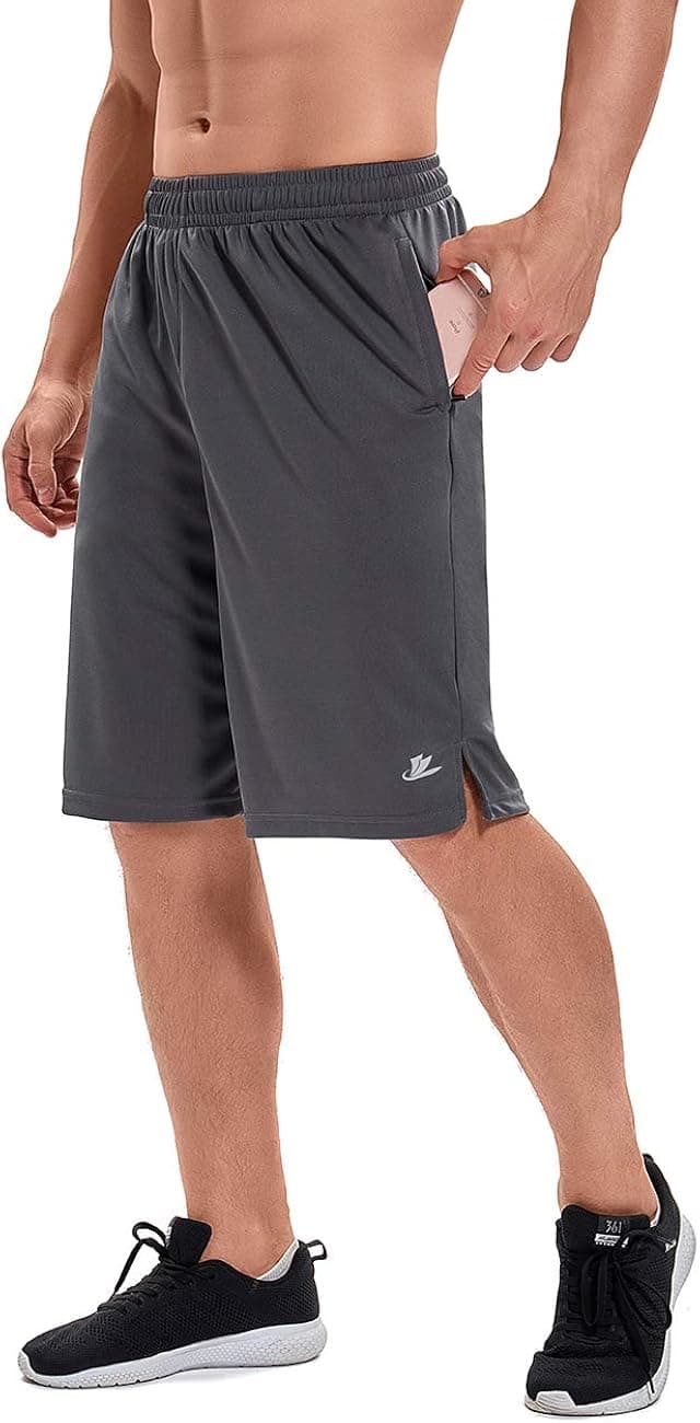 DEVOROPA Men's Athletic Basketball Shorts Loose-Fit Performance Sports Workout Shorts Zipper Pockets
