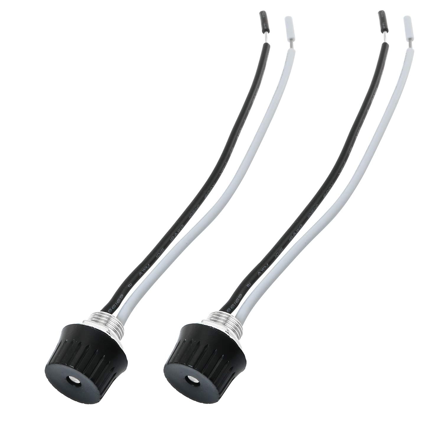 Maxmoral 2pcs Rotary Stye On/Off Canopy Light Switch with Cable Wire Leads, Metal Threaded Base Rotary Switch