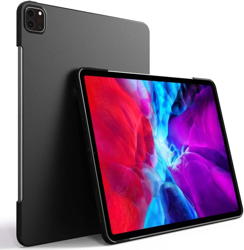 iPad Pro 12.9 Case 2020 , PUXICU Slim Design Matte TPU Rubber Soft Skin Silicone Protective Cover for iPad Pro 12.9" 2020 Only-Black