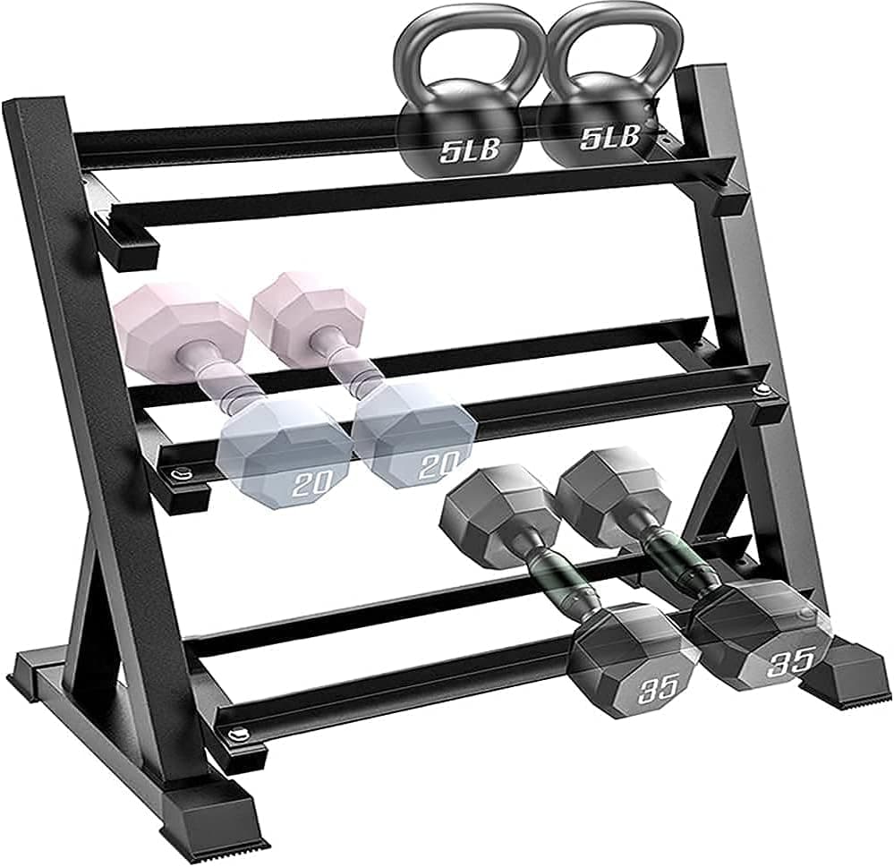 Dumbbell Rack Stand, Feikuqi Weight Rack for Dumbbells fits Different Dumbbells, 3-Tier Strength Training Storage Dumbbell Stand Weight Rack for Home Gym