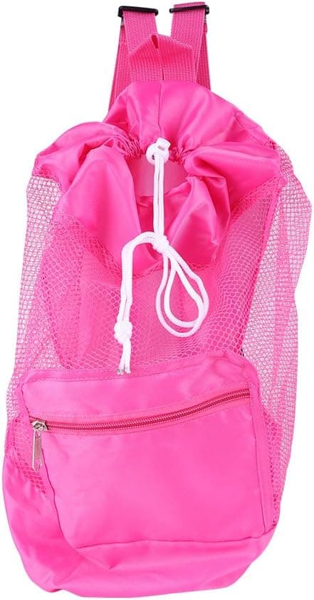 Camidy Mesh Beach Backpack, Portable Children Mesh Drawstring Backpack Outdoor Beach Shell Toy Storage Bag for Soccer Ball Basketball Swim Pool Toy