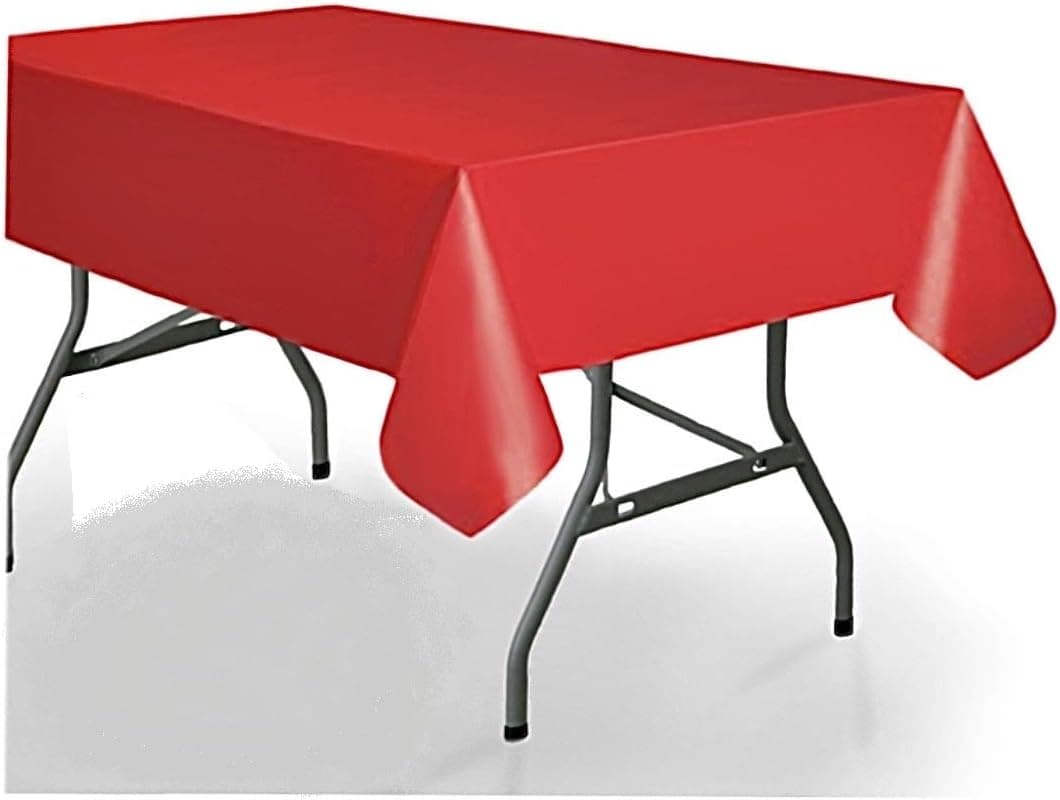 Vessel Goods 12-Pack Premium Disposable Plastic Tablecloth 54"x108" Red Rectangular Table Cover