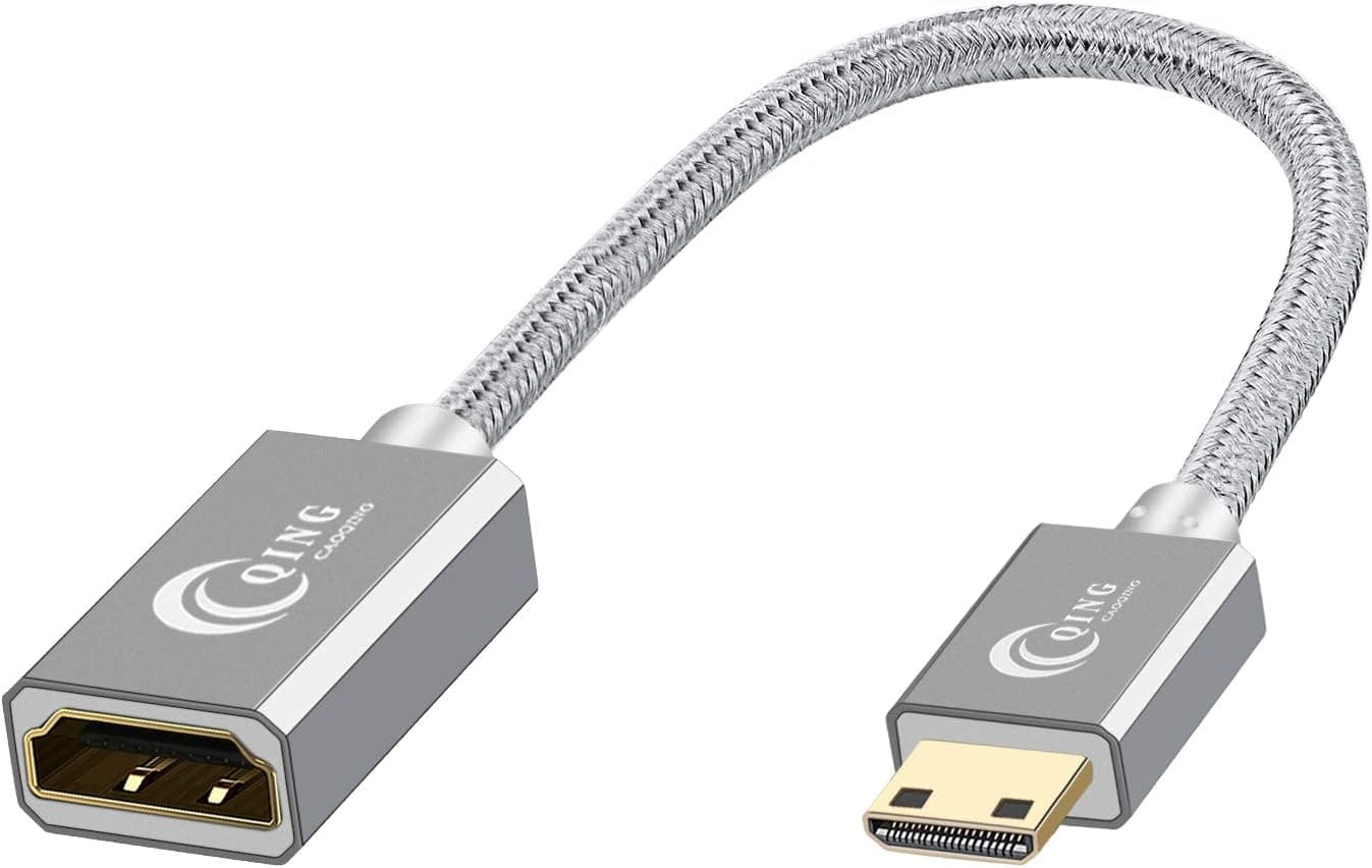 QING CAOQING Mini Male HDMI Adapter , Mini Male HDMI to Female HDMI Cable-5FT
