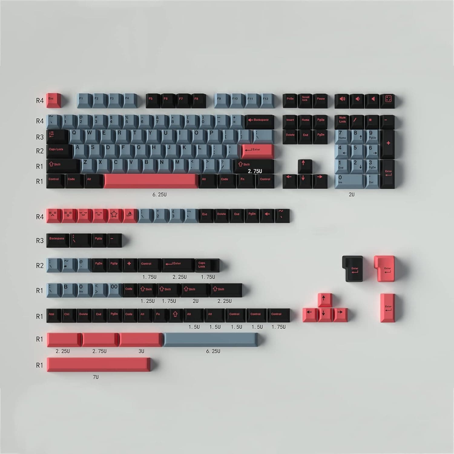 Sumgsn 172 Keys Double Shot Keycaps Cherry Profile 8008 Keycaps Fit for 61/64/87/100/104/108 Cherry Mx Switches ISO ANSI Layout Mechanical Keycaps
