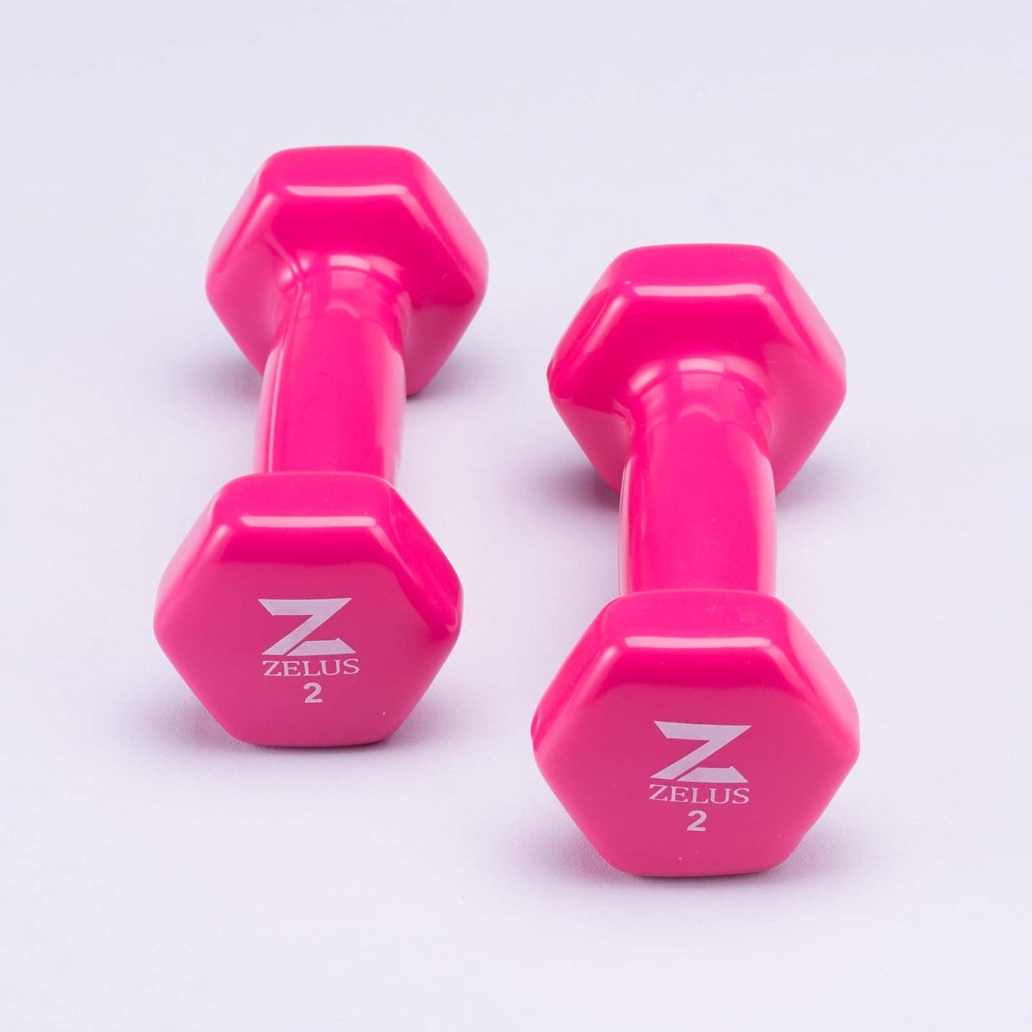 ZELUS 9lbs Deluxe Dumbbells Vinyl Coated Hex Hand Weights (Sold in Pair) with Non Slip Grip & Multi Weights Available