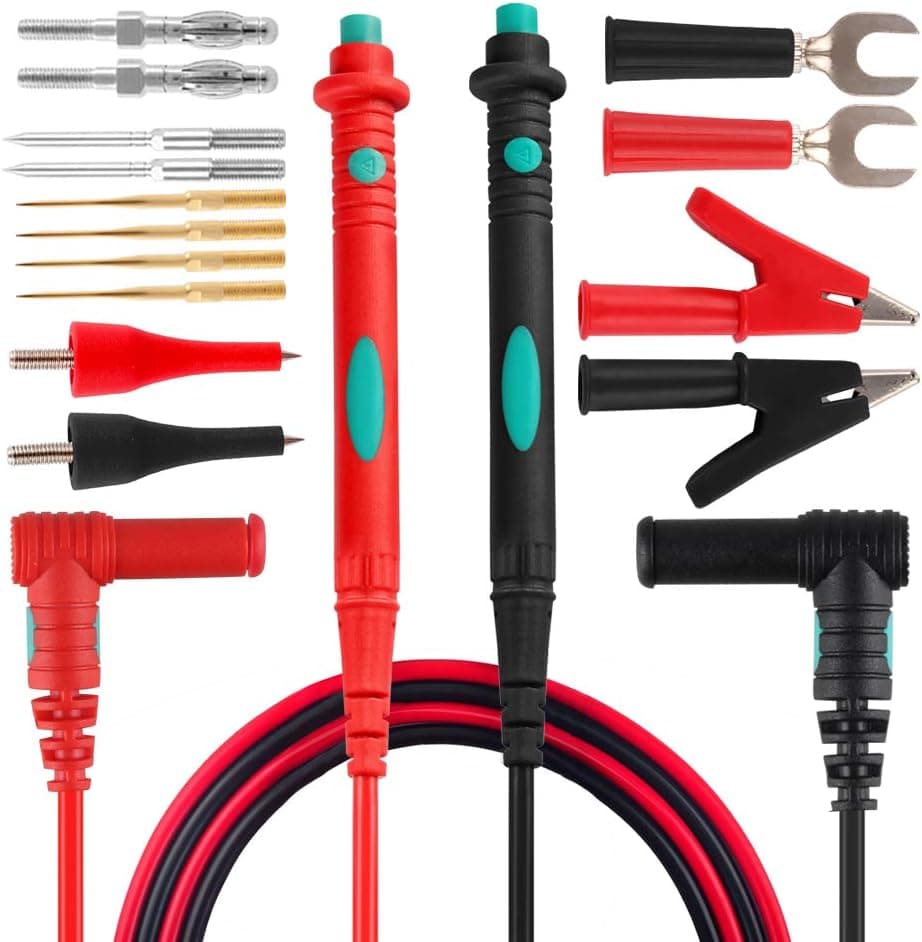 Micsoa Multimeter Test Leads Kit, Digital Multimeter Leads with Alligator Clips Replaceable Multimeter Probes Tips Set of 16