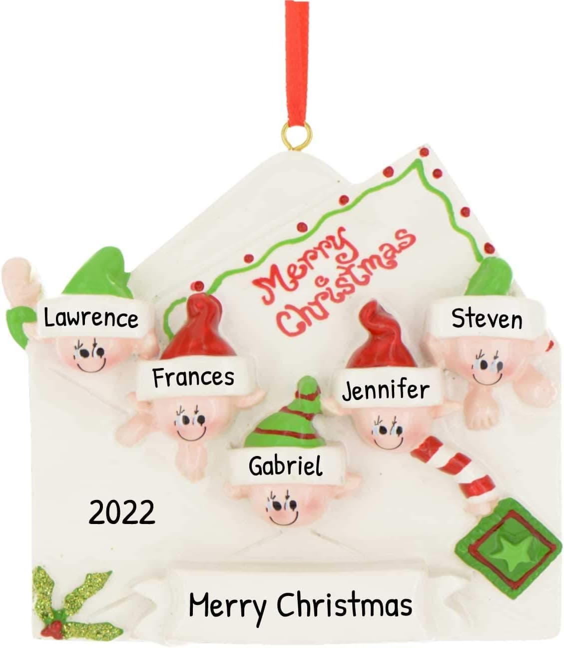 Personalized Family Ornament 2022 - Christmas Family of 5 Ornament 2022 - Merry Christmas Letter Ornament Family of 5 Letter Ornaments Letter Family Ornament 2022 - Free Customization