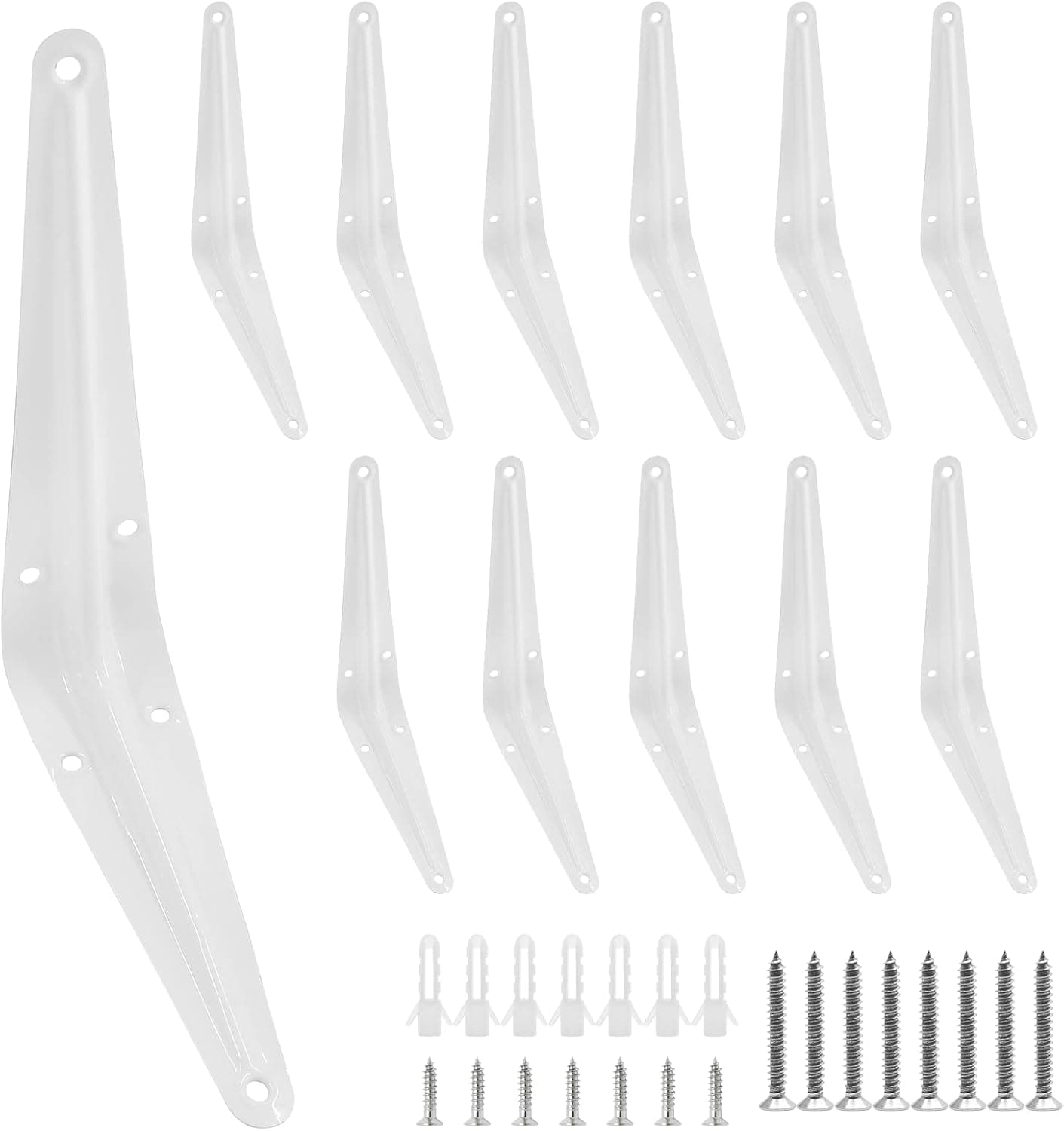 Kemcatui 12Pcs White Shelf Brackets 8 x 6 Inch, Floating Shelf Bracket, Heavy Duty L Brackets Iron Metal Support Bracket with Screws, Corner Brace for Shelve