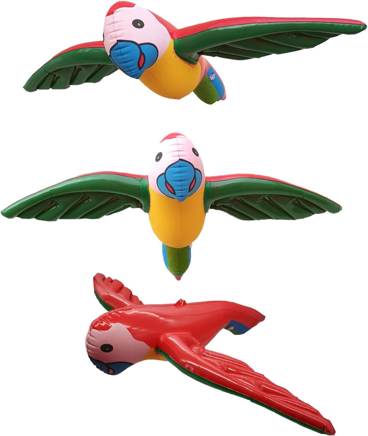 Benwanfee 3 Pieces Inflatable Flying Parrot Inflatable Parrot Decorations for Tropical Party Gift Luau Decoration