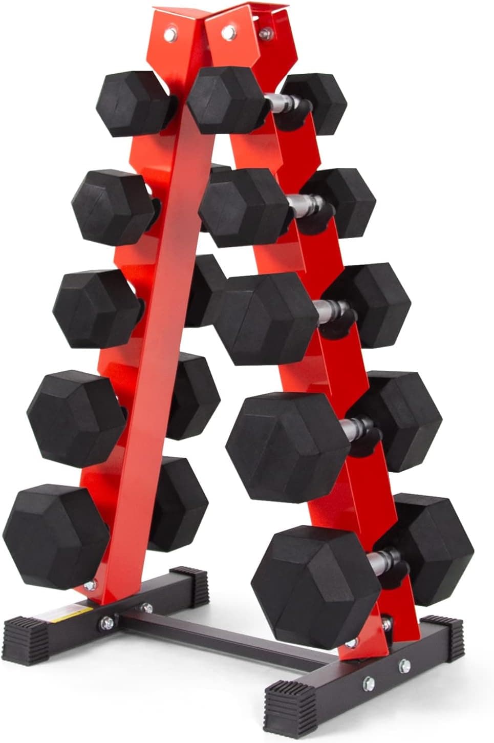 RitFit 250LB/300LB Rubber Hex Dumbbell Sets with Weights Rack, Multiple Color Choices Available, Great Gym Equipment for Home, Strength Training, Workouts