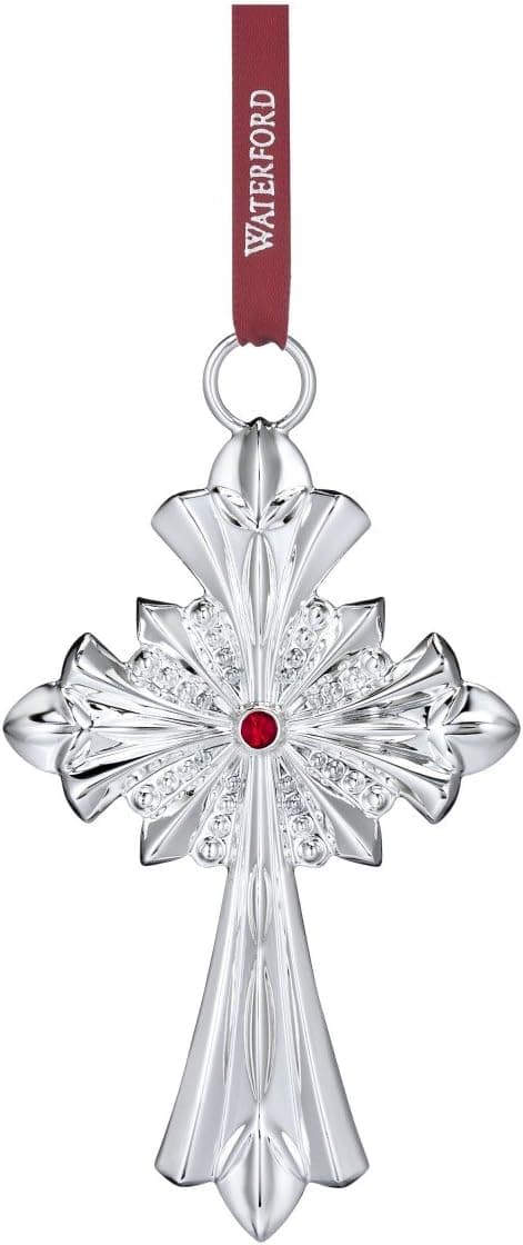 Waterford Annual Silver Cross Metal Christmas Tree Ornament Decoration New