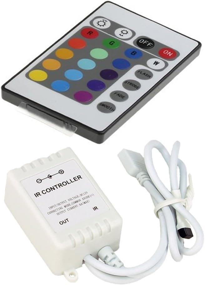 3 Channels Output 12V 72W RGB LED Controller w/ 24-key IR Remote for RGB LED Strip lights