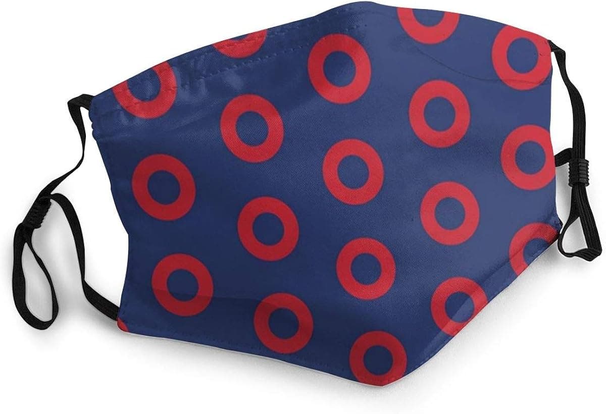 Phish Red Donut Circles On Blue,Washable Reusable Face Mask Balaclava with Adjustable Ear Loops & Nose Wire,3 Ply， Size：M,Made in USA