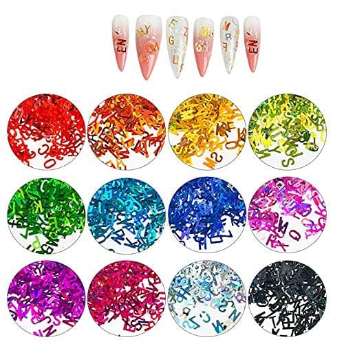 10g Ultrathin 4mm Letter Shape Sequins Nail Glitter Paillettes Laser Silver Eo-Friendly PET Sequin Nails Art Manicure Material LB100-26Letter
