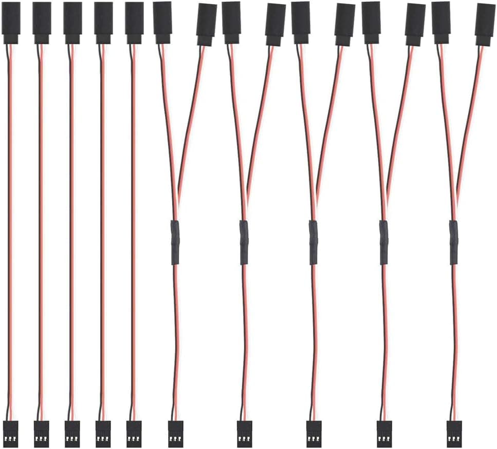 GTIWUNG 10PCS JR Style Servo Extension, 5 x 6 /150mm Servo Extension Cable Servo Harness, 5 x 6/150mm RC Y Harness Servo Splitter Cable for Remote Control Aircraft