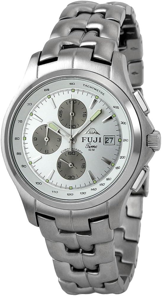 Fujitime Men's M2135-G ''Kannoji Series'' Silver Chronograph Stainless Steel Watch