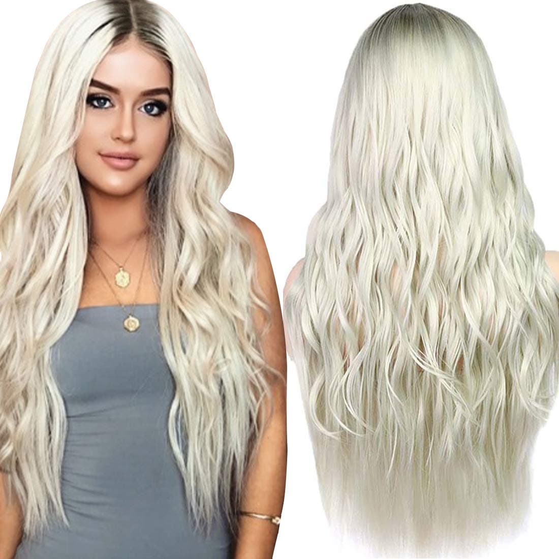 Aligogo 26'' Ombre Color Silky Straight Wig Cap Synthetic Hair Bob Wigs for Black Women (YST556-US)
