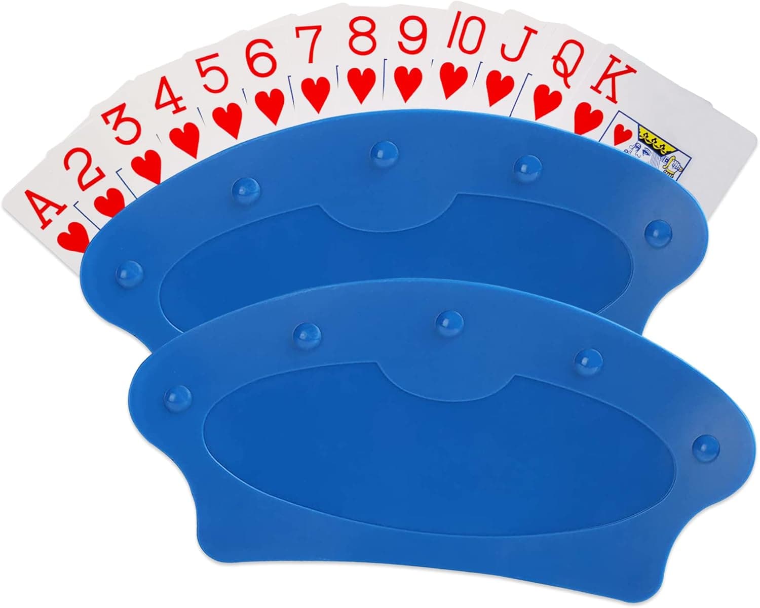 Neasyth Playing Card Holders, Poker Cards Game for Kids, Seniors,Teens Plastic Hands-Free Trays at Game Night Canasta Jumbo Bridge Euchre Cards Games Blue 2pcs