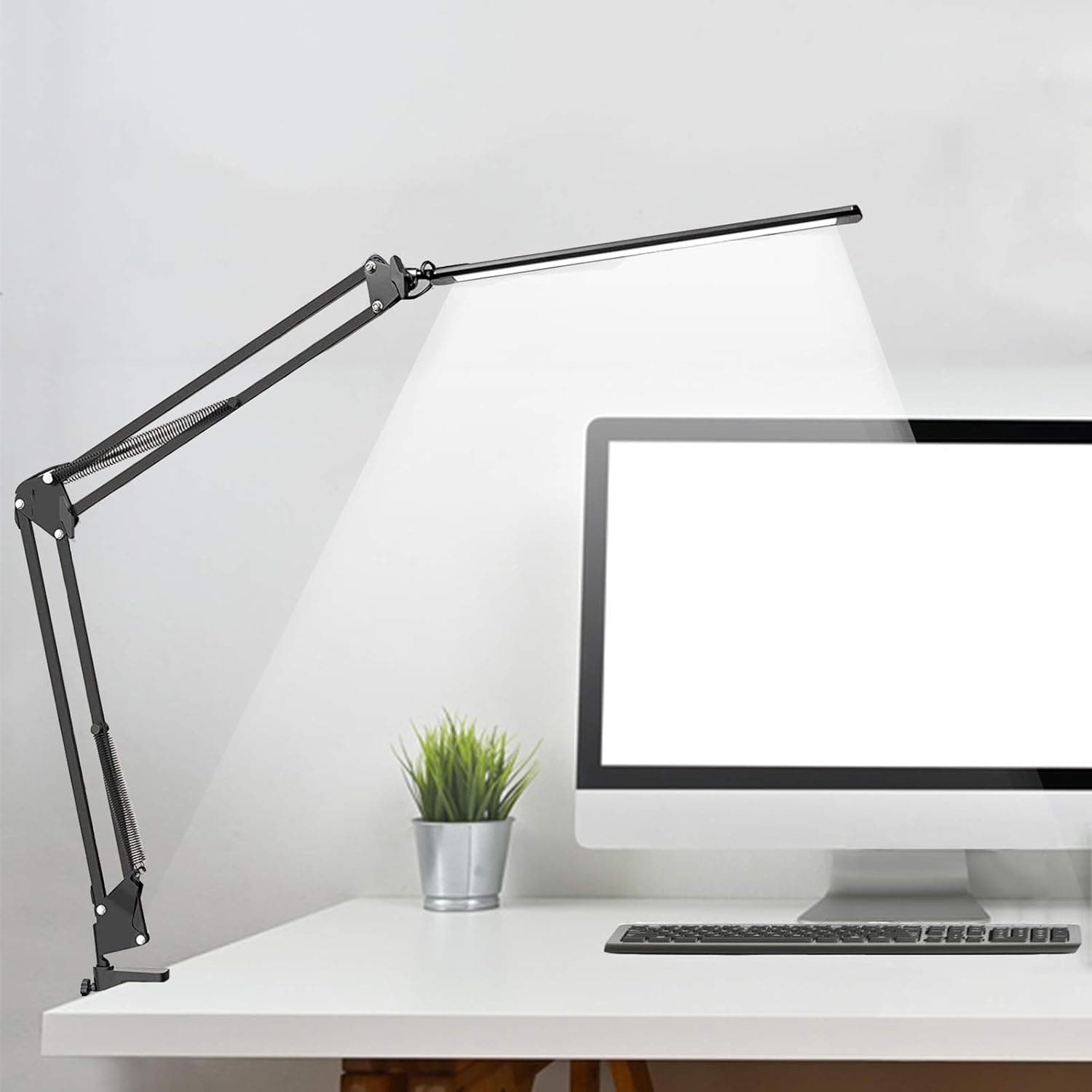 LED Desk Lamp with Clamp, Adjustable Swing Arm lamp,10W Dimmable Light 3 Color Modes, Eye-Care Table Lamps for Office, Task, Study, Workbench, Reading, Work, Drafting