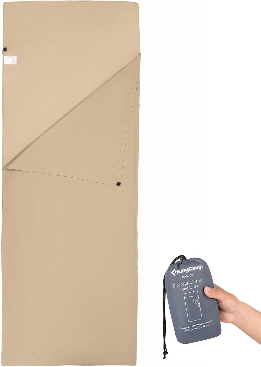 KingCamp Cotton Rectangle Sleeping Bag Liner, Travel and Camping Sheet, Soft and Compact for Indoor or Hotel