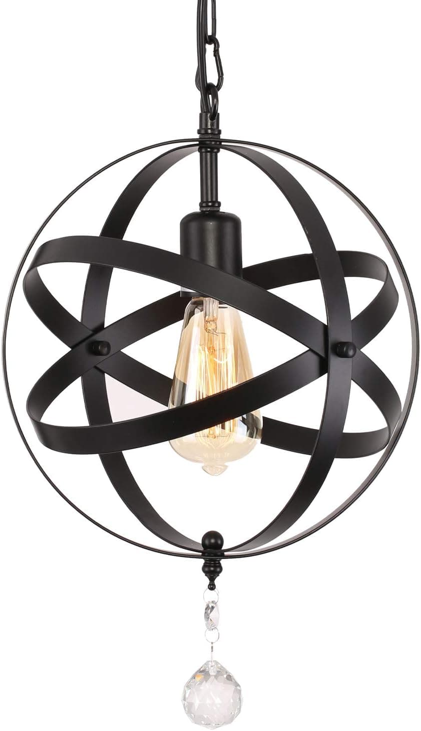 Kingmi Industrial Metal Pendant Light Spherical Ceiling Light Globe Hanging Light Fixture Kitchen Island Farmhouse Chandelier Lighting