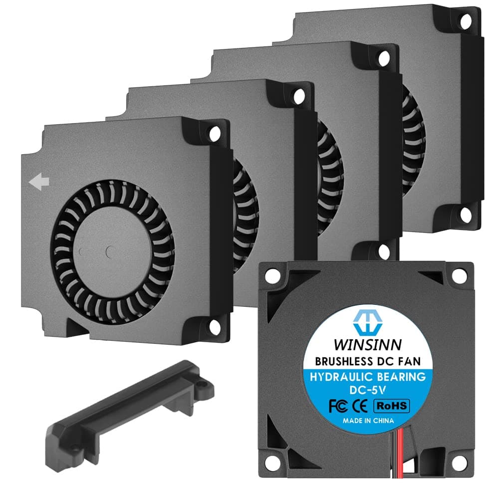 WINSINN 40mm Blower Fan 5V, 3D Printer Micro 5 Volt Fans Blower 4010 Hydraulic Bearing, with Air Guide Parts, 40mmx10mm 2PIN (Pack of 5Pcs)