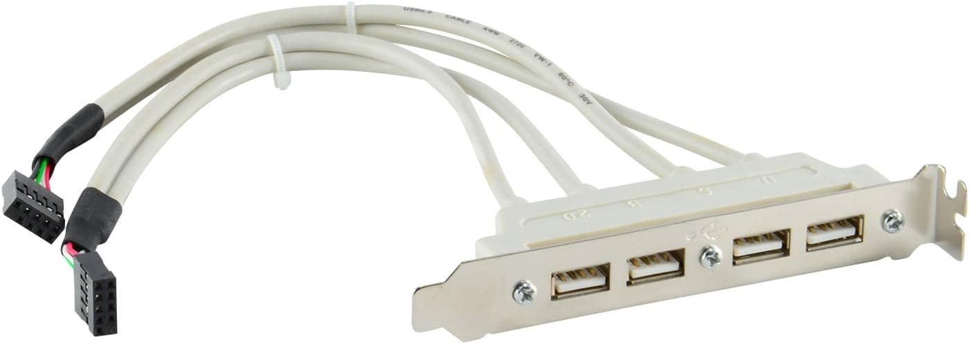 JacobsParts USB 2.0 4 Port Rear Panel Bracket to Dual 9-Pin Motherboard Header Cable