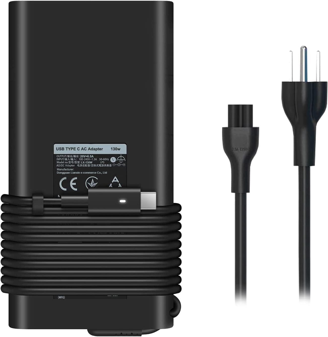130W USB/Type C AC Adapter Replacement for Dell Precision 5530 Dell XPS 15 9575 2-in-1 9570 9500 XPS 17 9700 Power Supply Adapter Cord