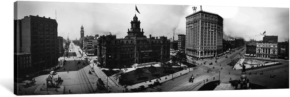 iCanvasART 1-Piece City Hall and Campus Martius, Detroit Canvas Print by Print Collection, 48 by 16"/0.75" Deep