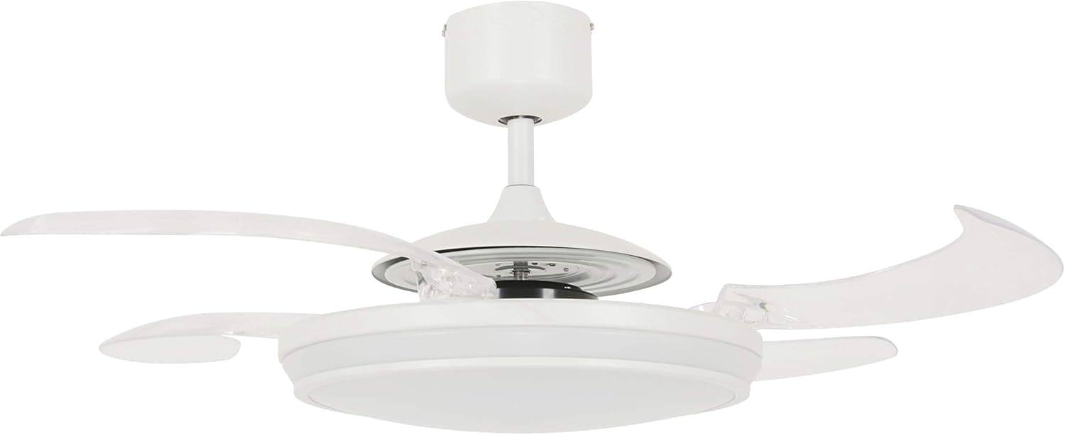Fanaway 21103501 Evo1 Retractable 4 Blade Indoor Ceiling Fan with Dimmable LED Light Kit and Remote Control, 48 Inch, White