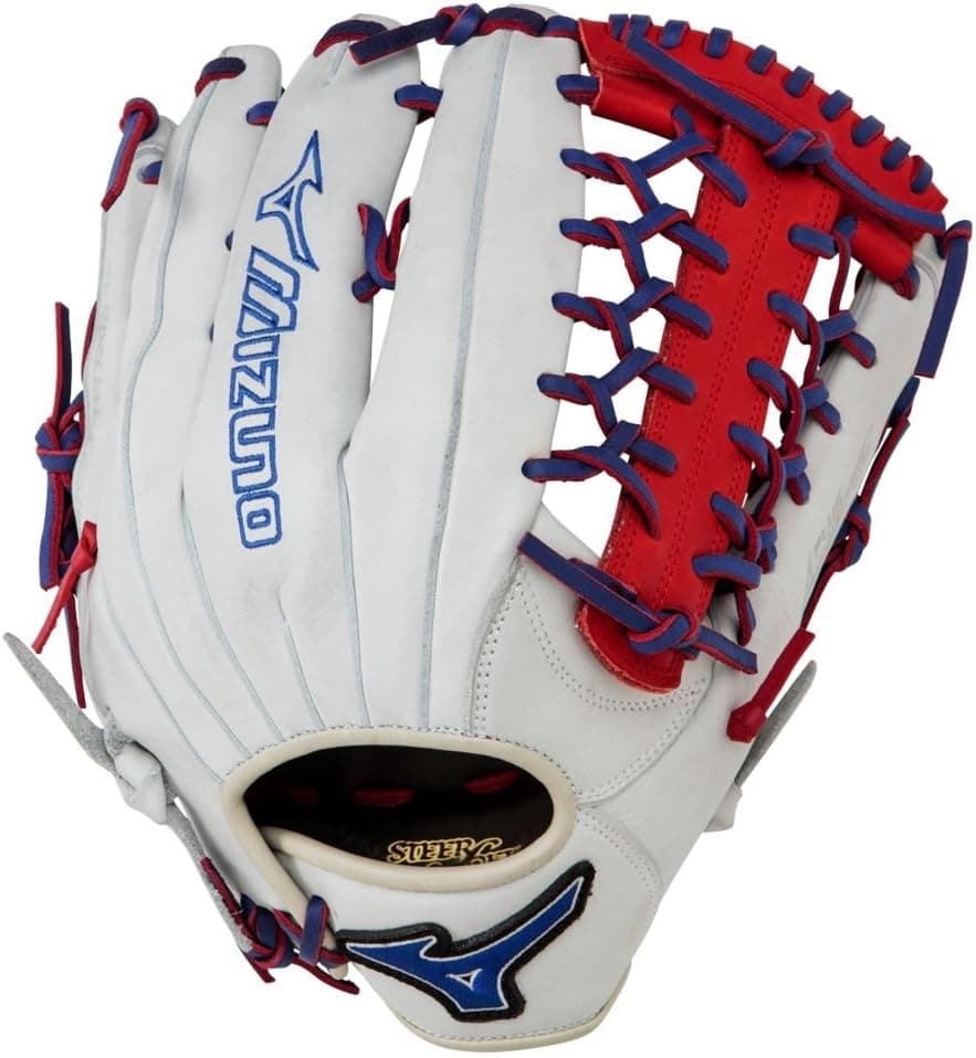 Mizuno Men's MVP Prime SE GMVP1277PSE3 12.75" Baseball Outfield Glove - Silver, Red & Royal (Right-Handed Throw)