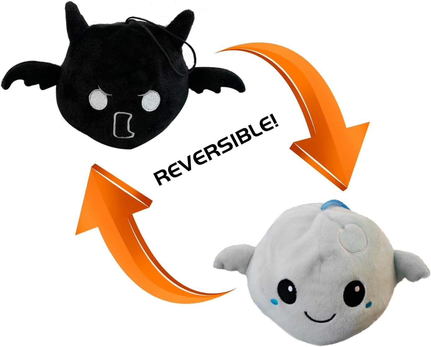 Tiny Heart Demons Stuffed Animal Reversible-Mood Angel Plush-Double-Sided Different Emotions Plush Toy for Kids Adult Lovers-Show Your Mood Without Saying Any Word