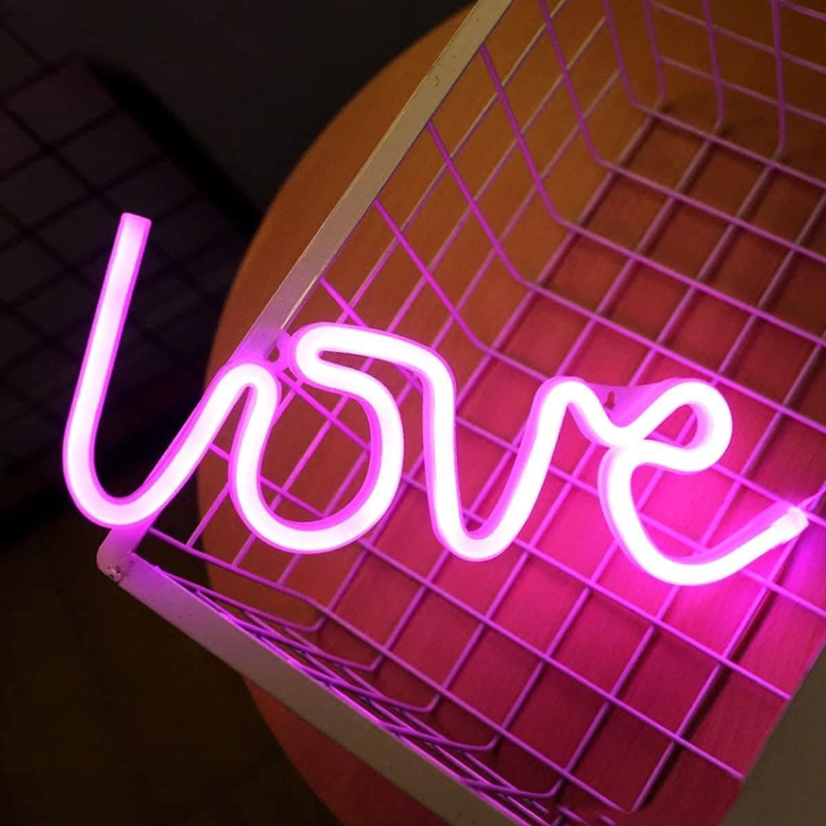 Love Neon Signs for Wall Decor,USB or Battery Decorative Neon Lights, LED Signs for Bedroom,LED Neon Light Neon Sign for Bar,Christmas,Party,Kids Room,Girls Living Room(Pink)