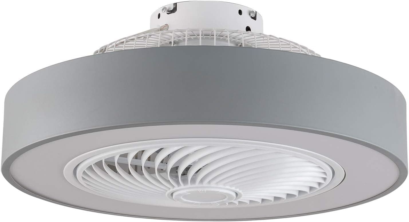 OUKANING Ceiling Fan with Lighting, LED Fan Ceiling Fan, 36 W, Ceiling Lighting, dimmable with Remote Control, 3 Files, Adjustable Wind Speed, Modern Bedroom (22 inches) (Gray1)