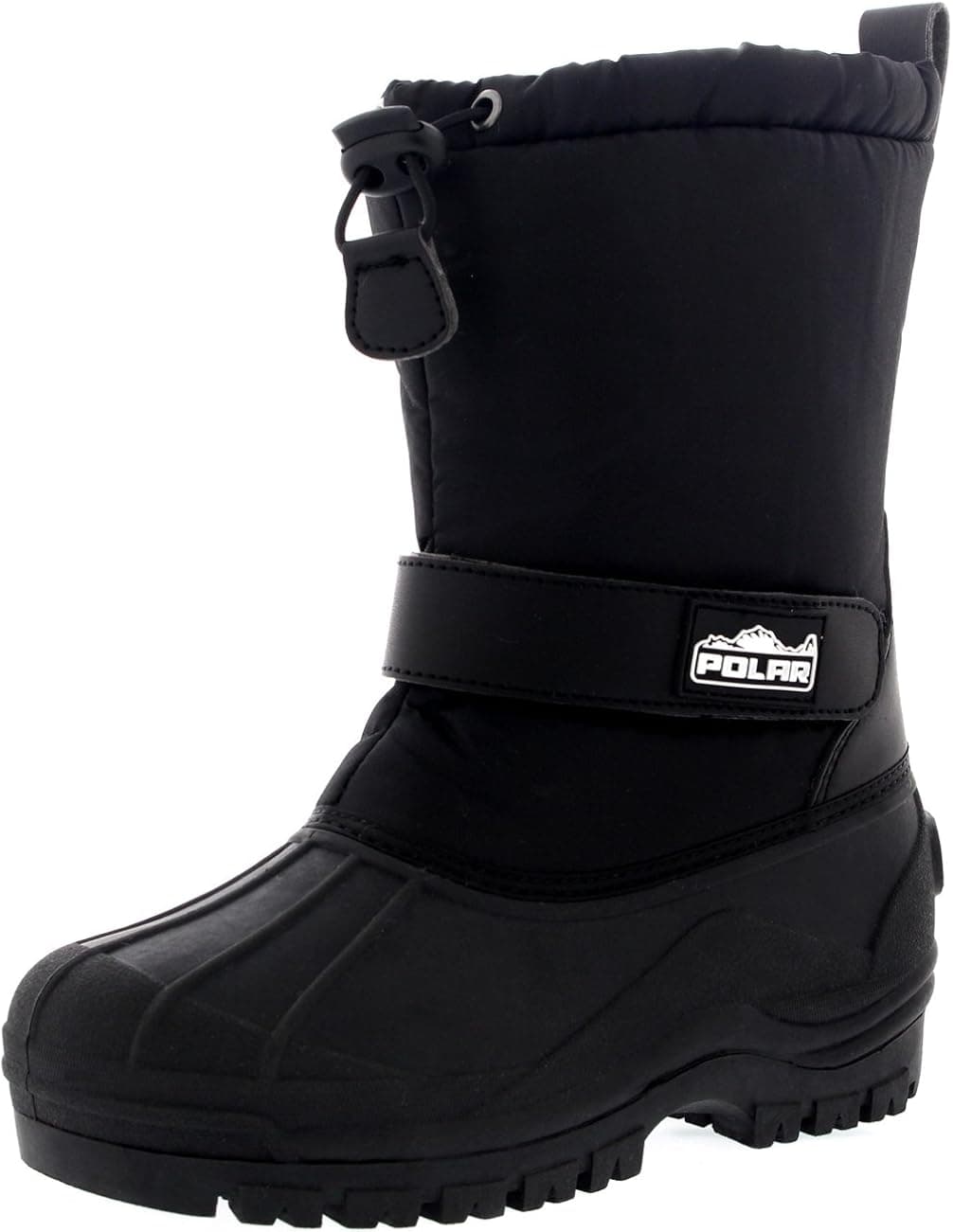 Unisex Kids Pull On Drawstring Closure Nylon Winter Snow Rain Boots
