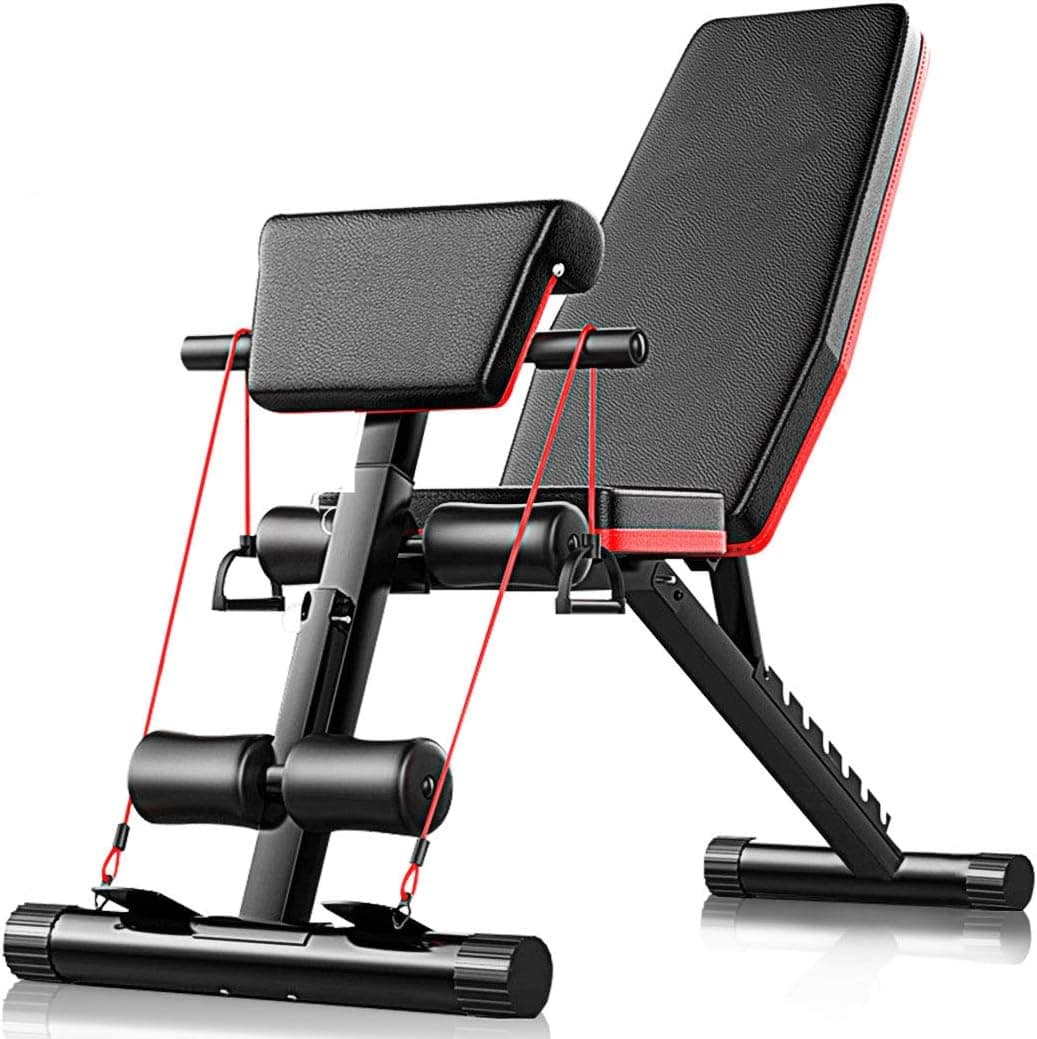 Foldable Weight Bench,Adjustable Sit Up Bench Mutifunction Use 4 in 1 Home Training Gym Weight Lifting Bench Workout Training Leg Exercise, Flat Incline Decline Multi Use, Black