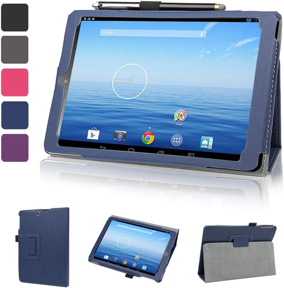 Evecase E FUN Nextbook 7.85" (Nextbook 8) Case, SlimBook Leather Folio Stand Case with Magnetic Closure for E-Fun 7.85 inch NX785QC8G Nextbook 8 Quad Core (2014 Release) Touch Screen Tablet - Dark Blue