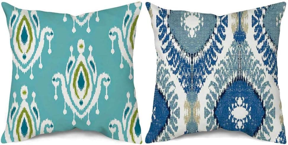 2-Pack Decorative Throw Pillow Cover 18x18 Inch, Bohemia Outdoor Pillowcases Porch Cushion for Couch, Sofa (Without Insert)