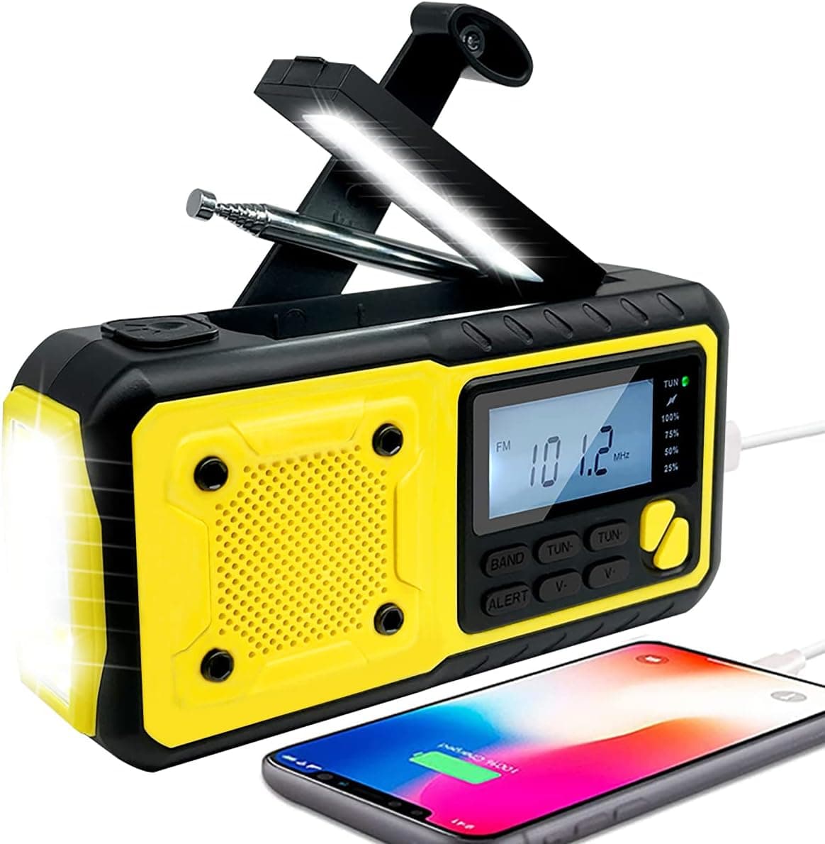 Emergency Hand Crank Weather Solar Radio, radios Portable Power Bank 4000mAh Hand Crank AM FM/NOAA Radio with LED Flashlights Reading Lamp Cellphone Charger SOS Alarm for Camping Home Outdoor