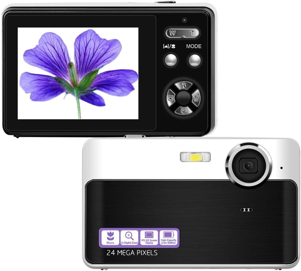 Digital Camera, 24MP Portable Point and Shoot Camera with Macro Function, 2.4 Inch LCD Screen Compact Mini Pocket Vlogging Camera for Kids Students Elders Amateurs