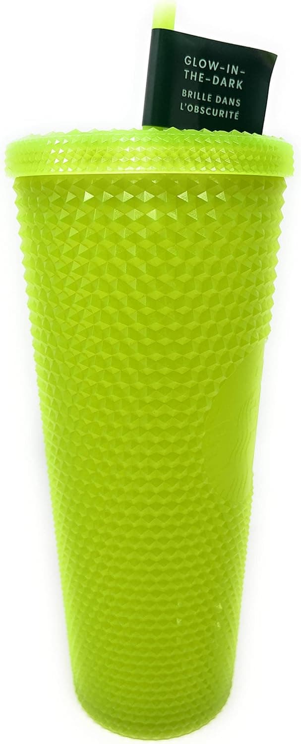 Starbucks 24 oz Double Wall Glow in the Dark Black Light UV Slime Green Cold Cup Tumbler