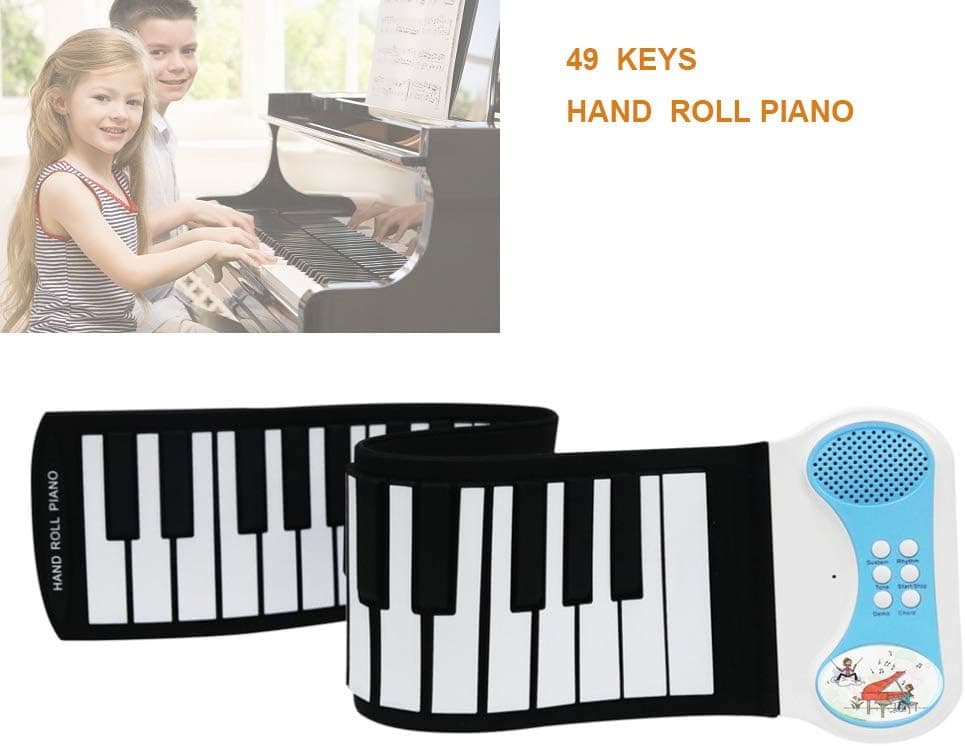 GESUN 49 Keys Hand Roll Piano , Portable Electronic Keyboard, Silicon Flexible Musical Instrument Gift for Kids