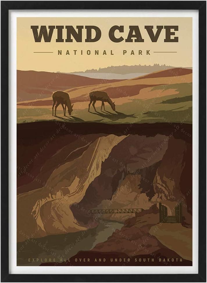 xtvin Wind Cave National Park America Vintage Travel Poster Art Print Painting Home Decoration Gift