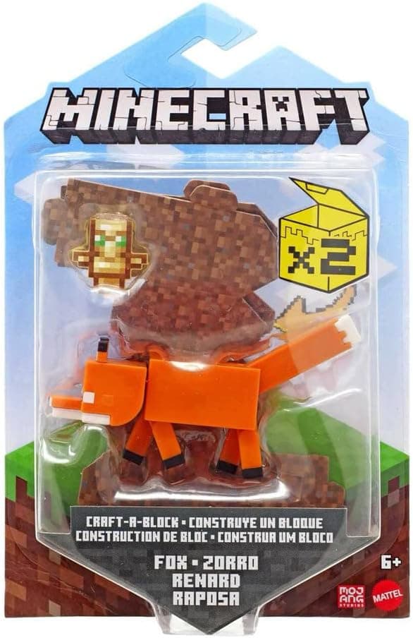 Mattel Minecraft Craft-A-Block Assortment Figures, Authentic Pixelated Video-Game Characters, Action Toy to Create, Explore and Survive, Collectible Gift for Fans Age 6 Years and Older