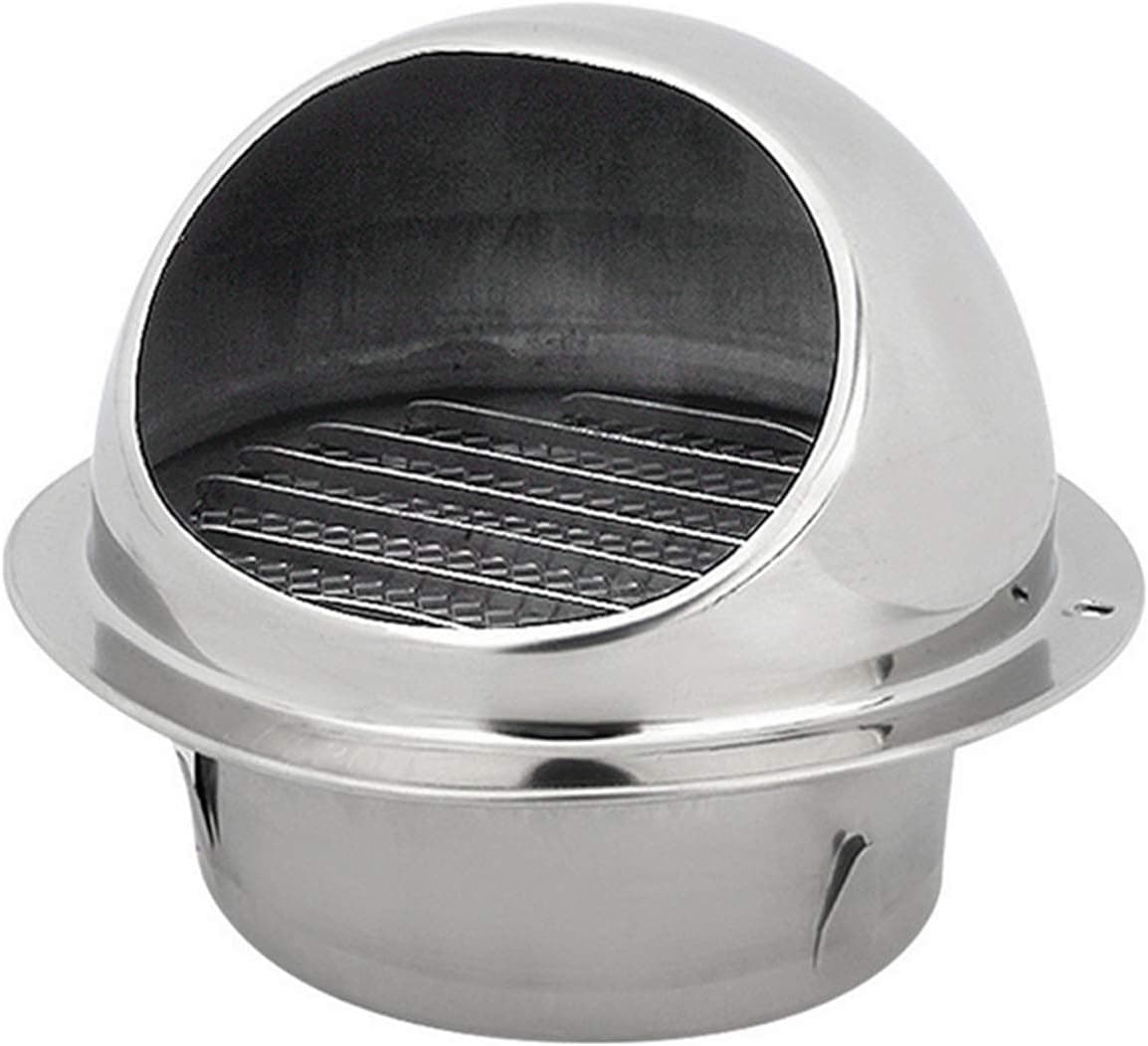 MIAO YUAN 1Pack Stainless Steel Air Vent Round Vent, Mesh Cover External Extractor Wall Vent, Stainless Steel Exhaust Hood for Bathroom Office Kitchen Ventilation, Round