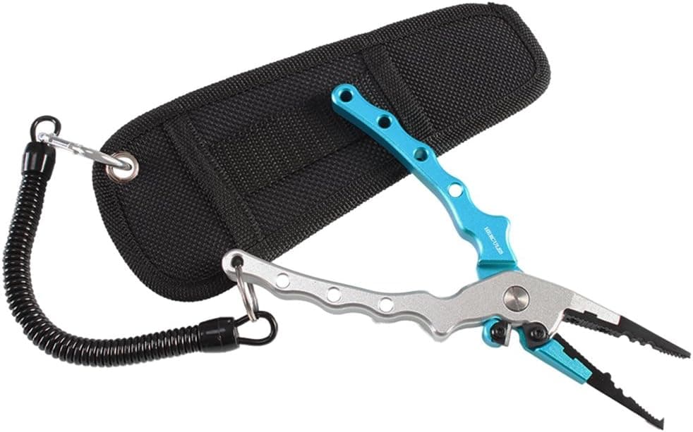 HERCULES Aluminum Fishing Pliers, Fishing Line Cutter, Saltwater Resistant Fishing Gear, Split Ring, Hook Remover with Lanyard and Sheath, Ice Fishing Tools