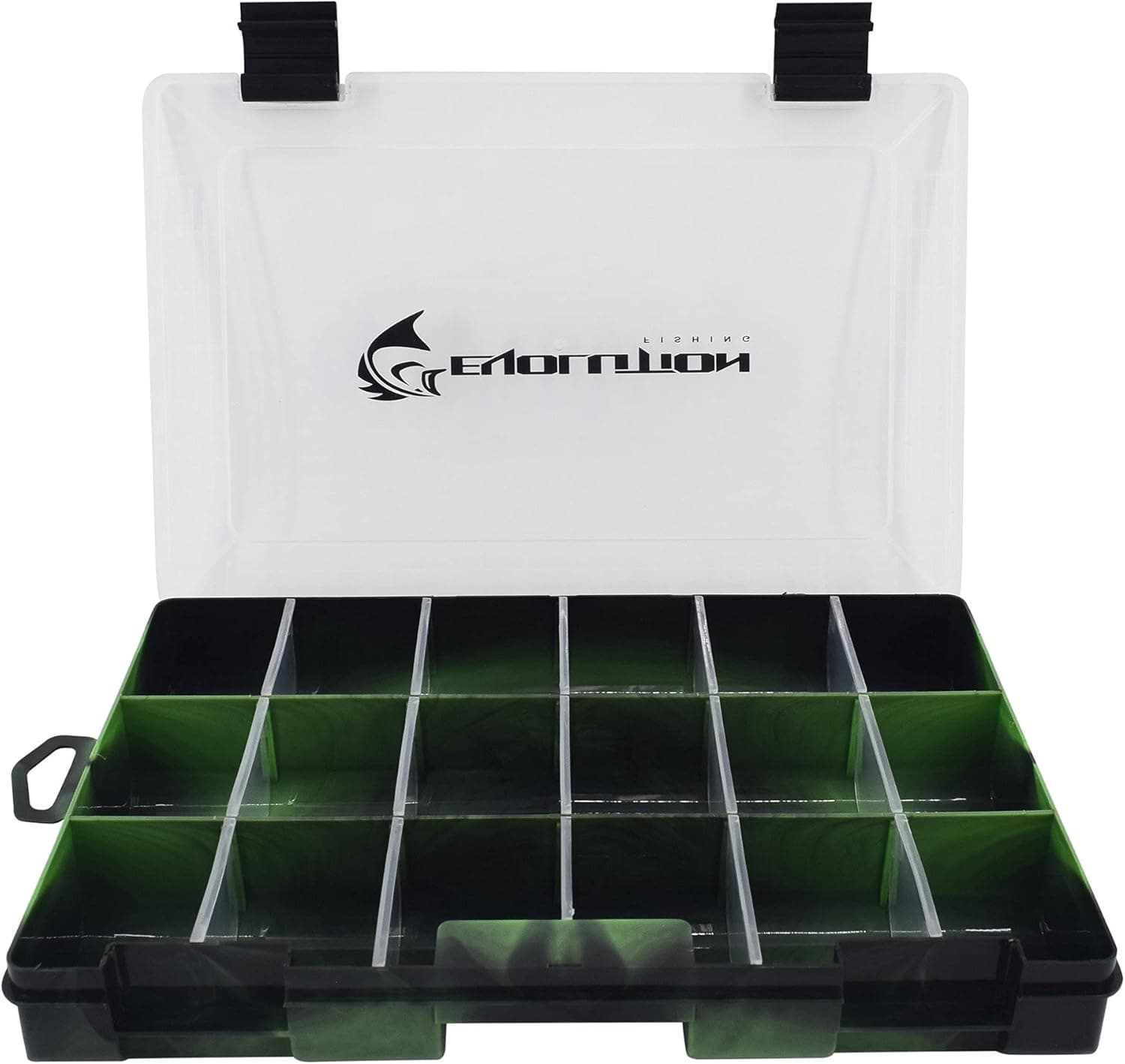 Evolution Outdoor 3600 Drift Series Fishing Tackle Tray – Colored Tackle Box Organizer with Removable Compartments, Clear Lid, 2 Latch Closure, Utility Box Storage